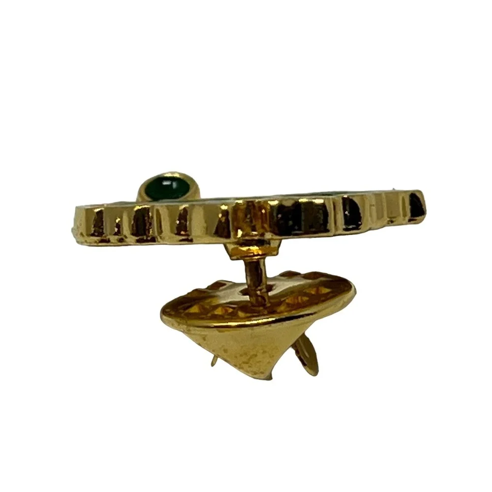 Australia Tasmania Map Brooch Green Enamel Gold Tone Tie Pin‎